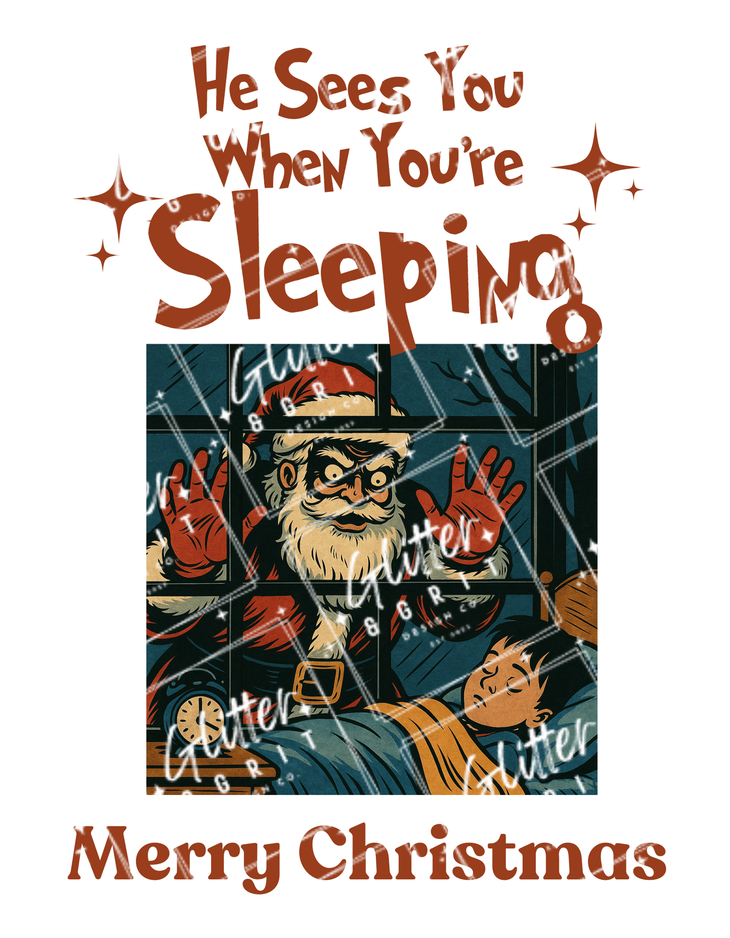 “He Sees You When You’re Sleeping” Creepy Santa Christmas PNG – Digital Download