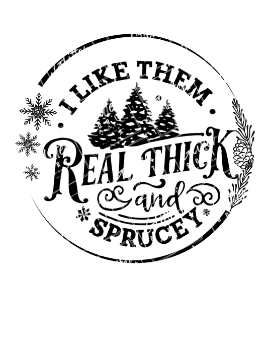 Rustic Christmas “Sprucey & Bright” SVG & PNG – Black + White – Instant Download